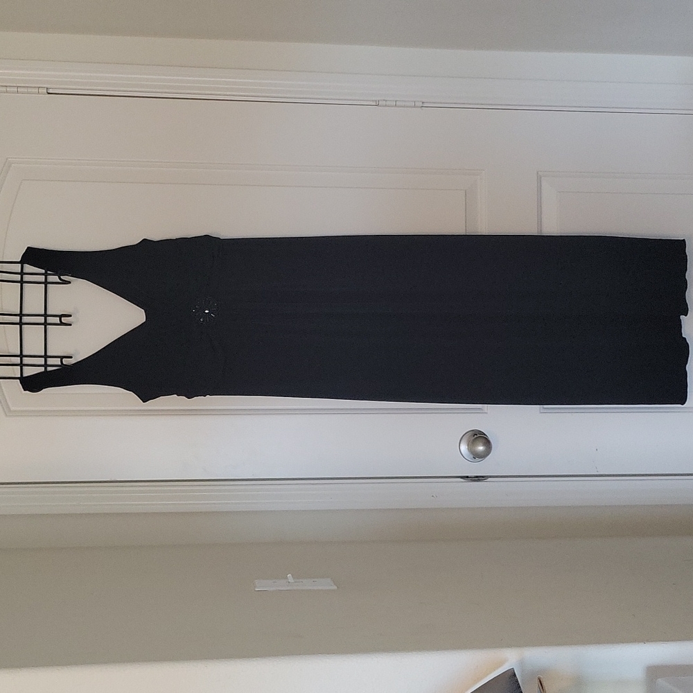 Black floor-length dress